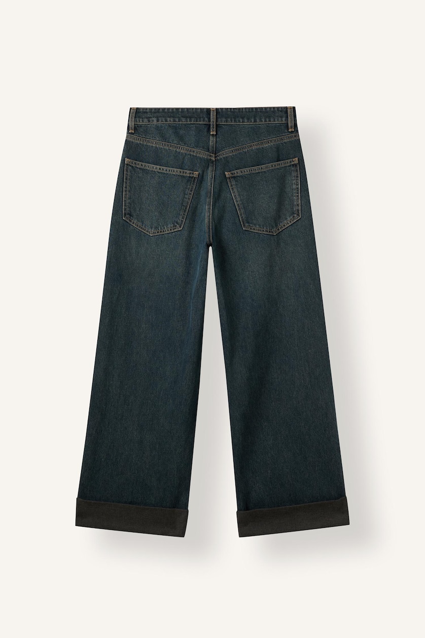 Women Dark Blue Normal Waist Baggy Fit Trousers