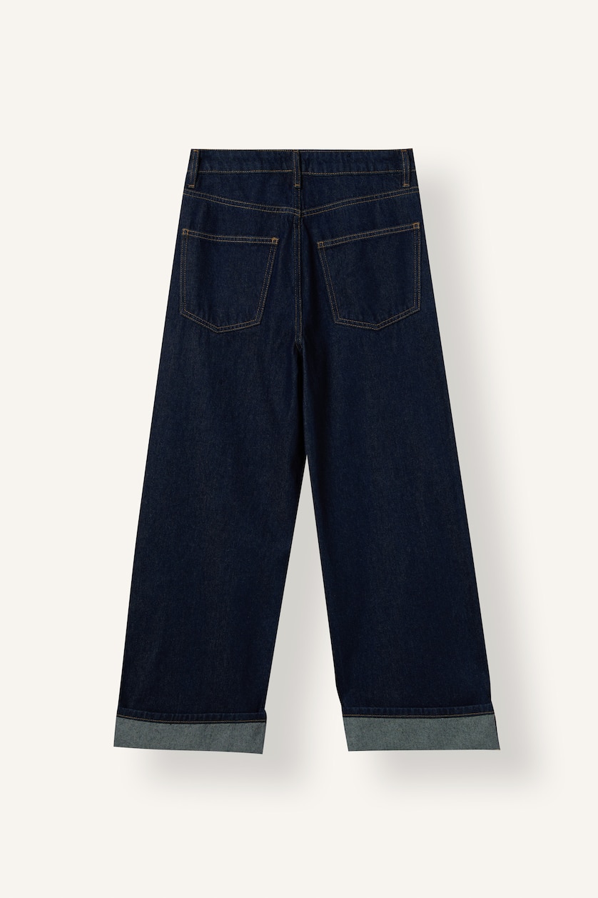 Kadın Mavi Siyah Baggy Yüksek Bel Jean