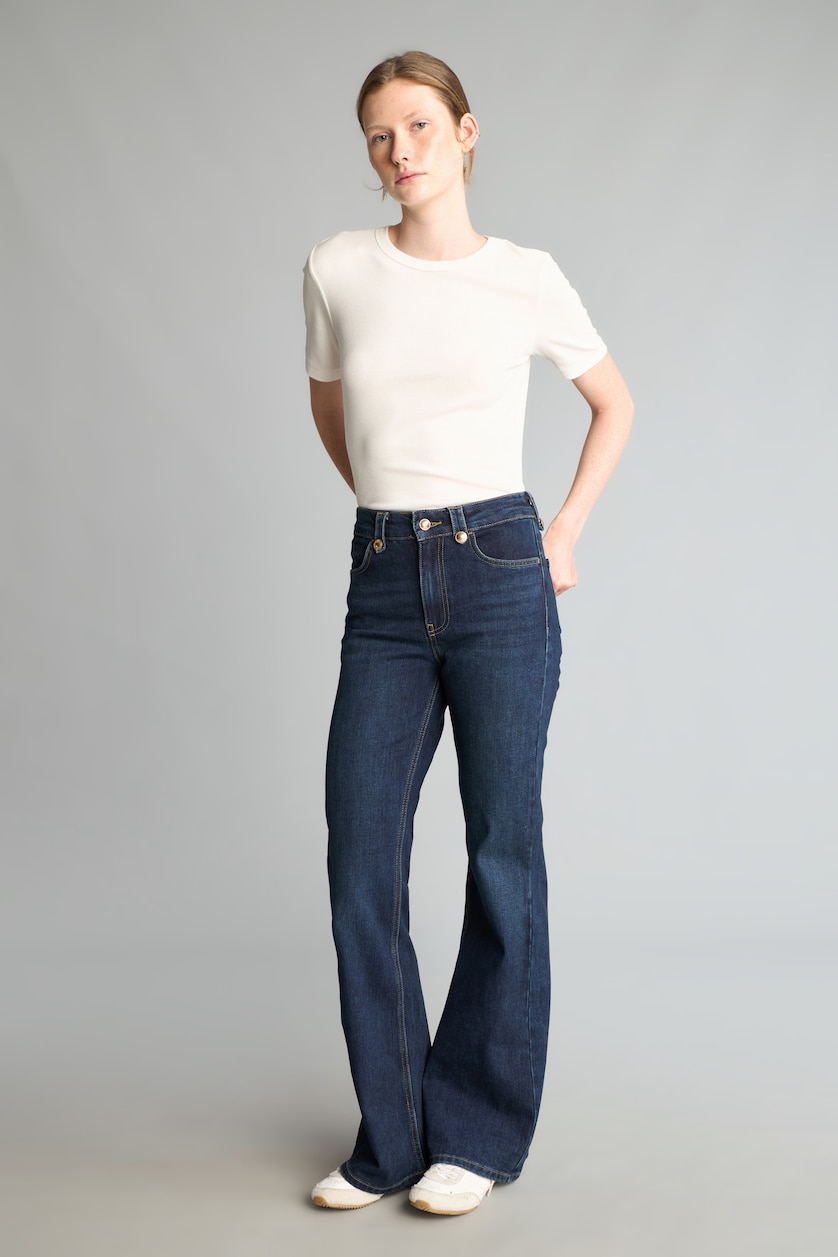 WOMAN Dark Blue Flare Fit Mid Waist Flared Jeans