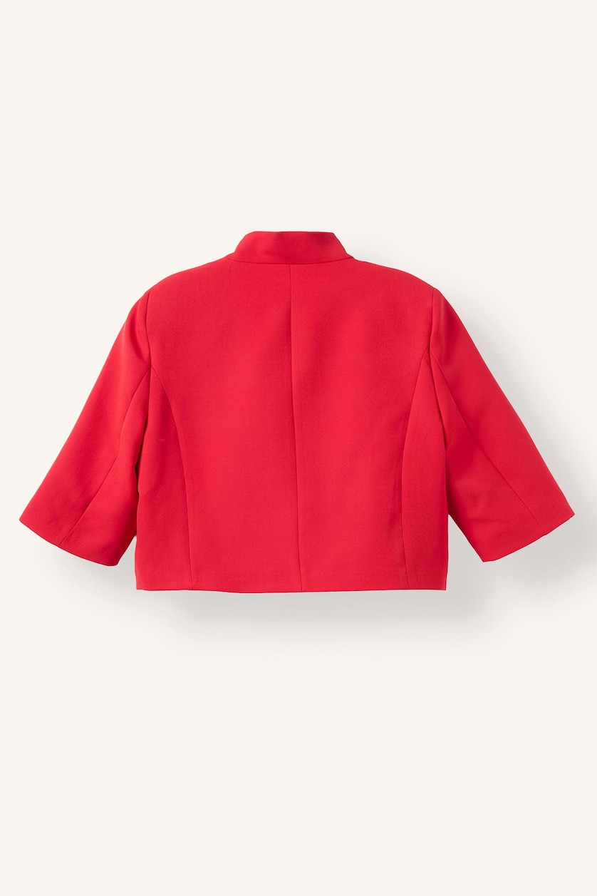 Kadın Kırmızı Cropped Fit Dik Yaka Ceket