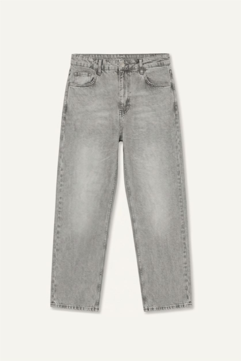 Erkek Açık Gri Baggy Fit Pantolon