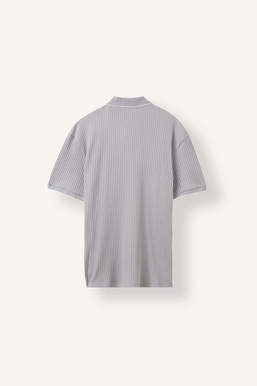 Erkek Gri Regular Fit Fitilli Polo Tişört