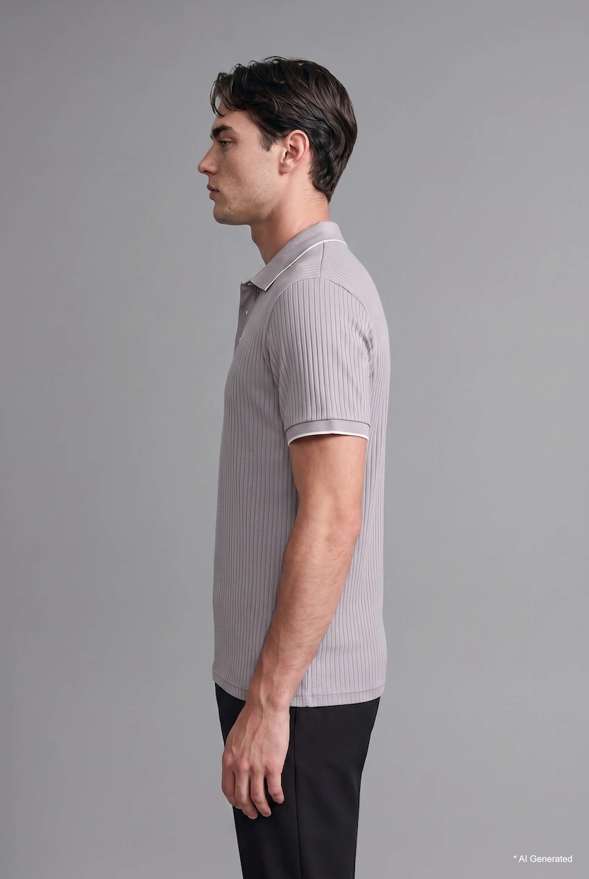 MAN Grey Regular Fit Short Sleeve Polo T-Shirt