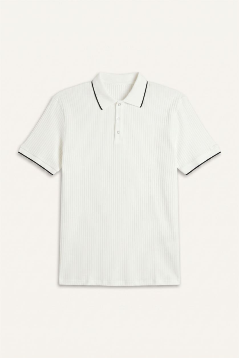 Erkek Kırık Beyaz Regular Fit Polo Tişört