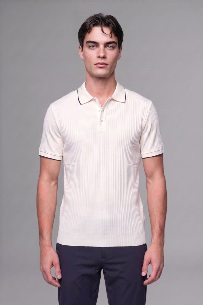 MAN White Regular Fit Short Sleeve Polo T-Shirt