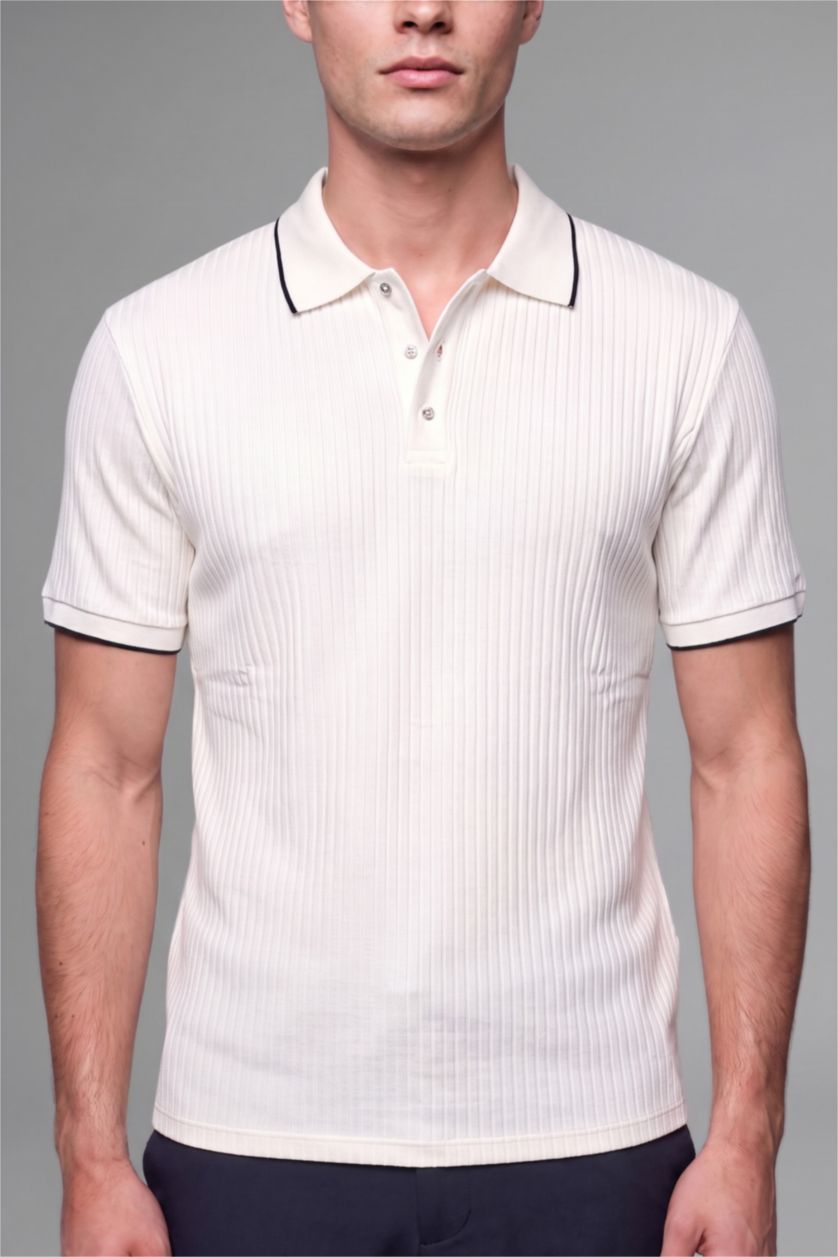 MAN White Regular Fit Short Sleeve Polo T-Shirt