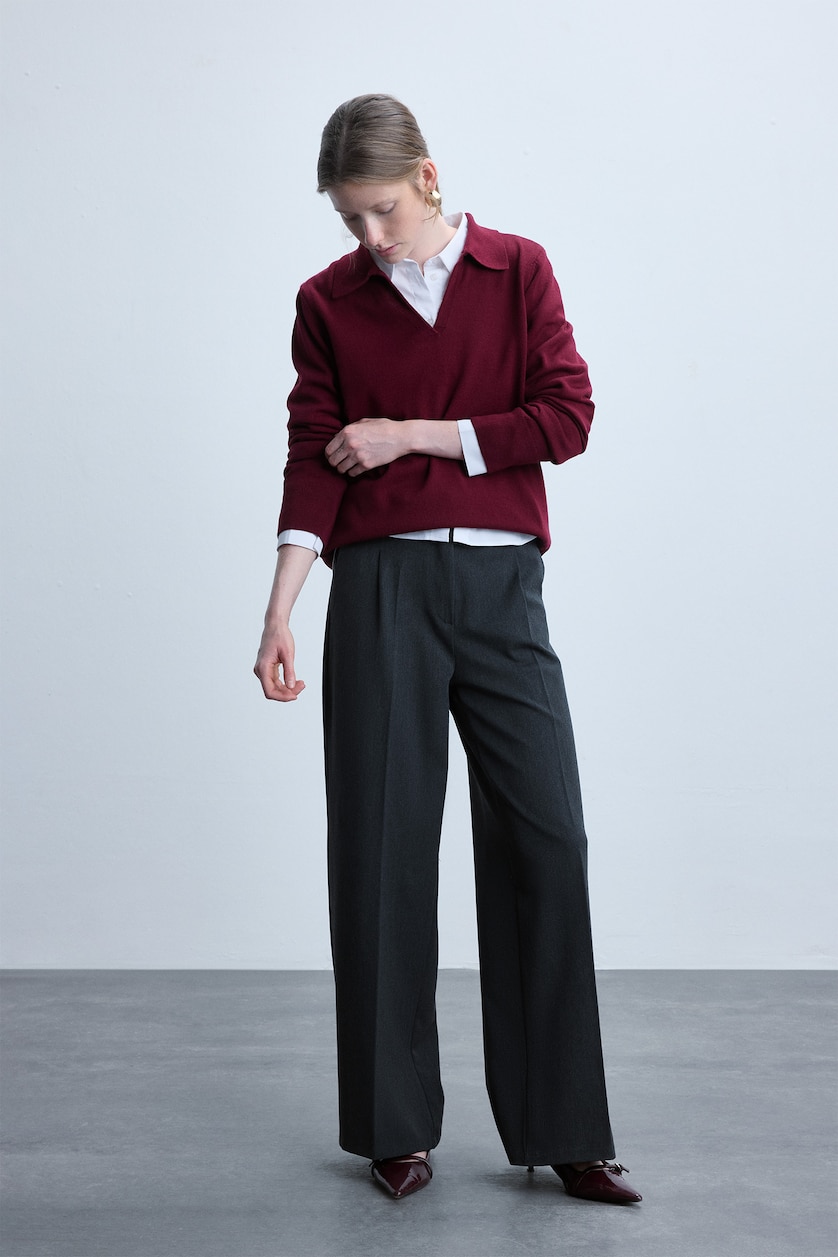 WOMAN Anthracite Melange High Waist Wide Leg Trousers