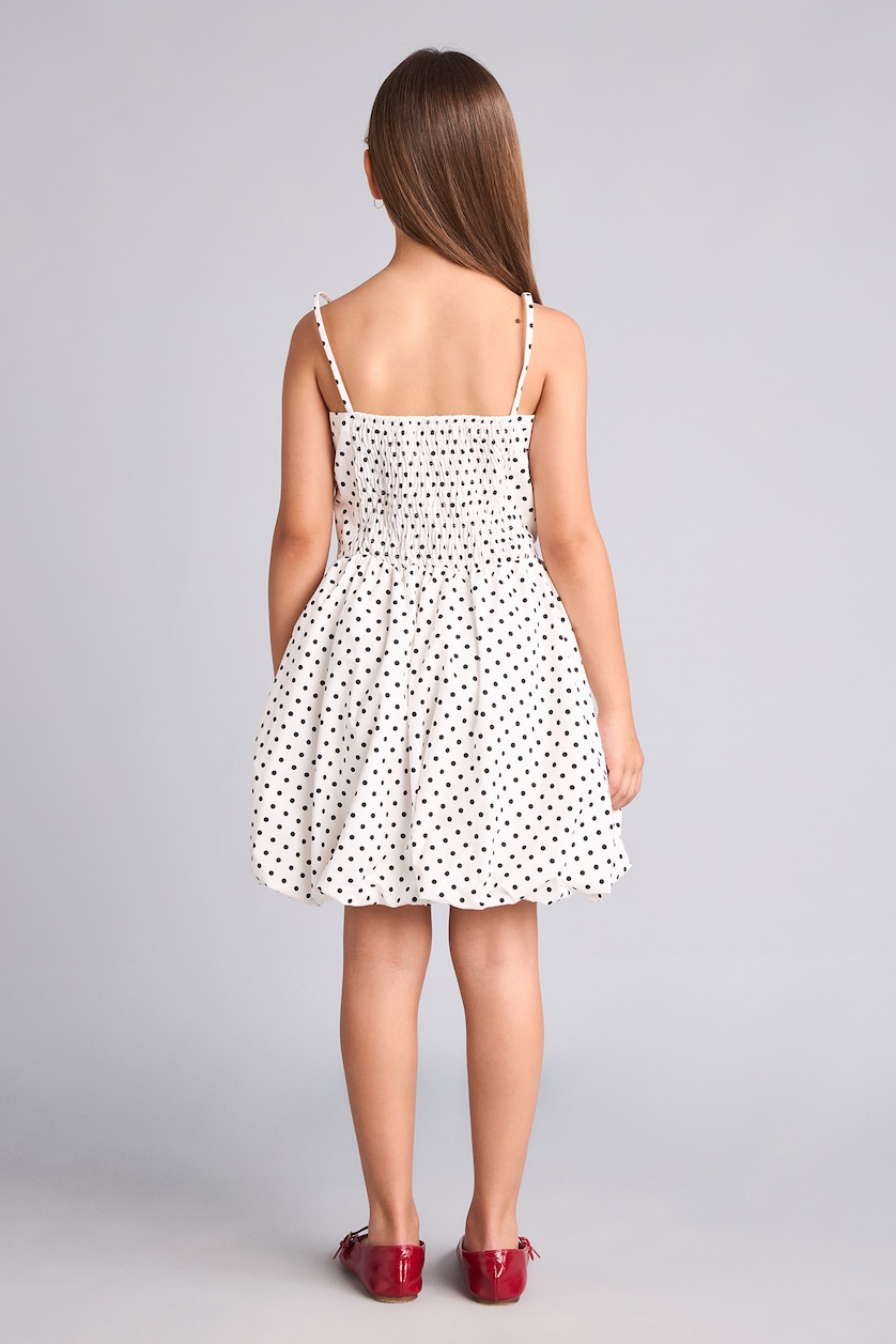 Young Girls - Teen Girls White Balloon Fit Sleeveless Woven Dress