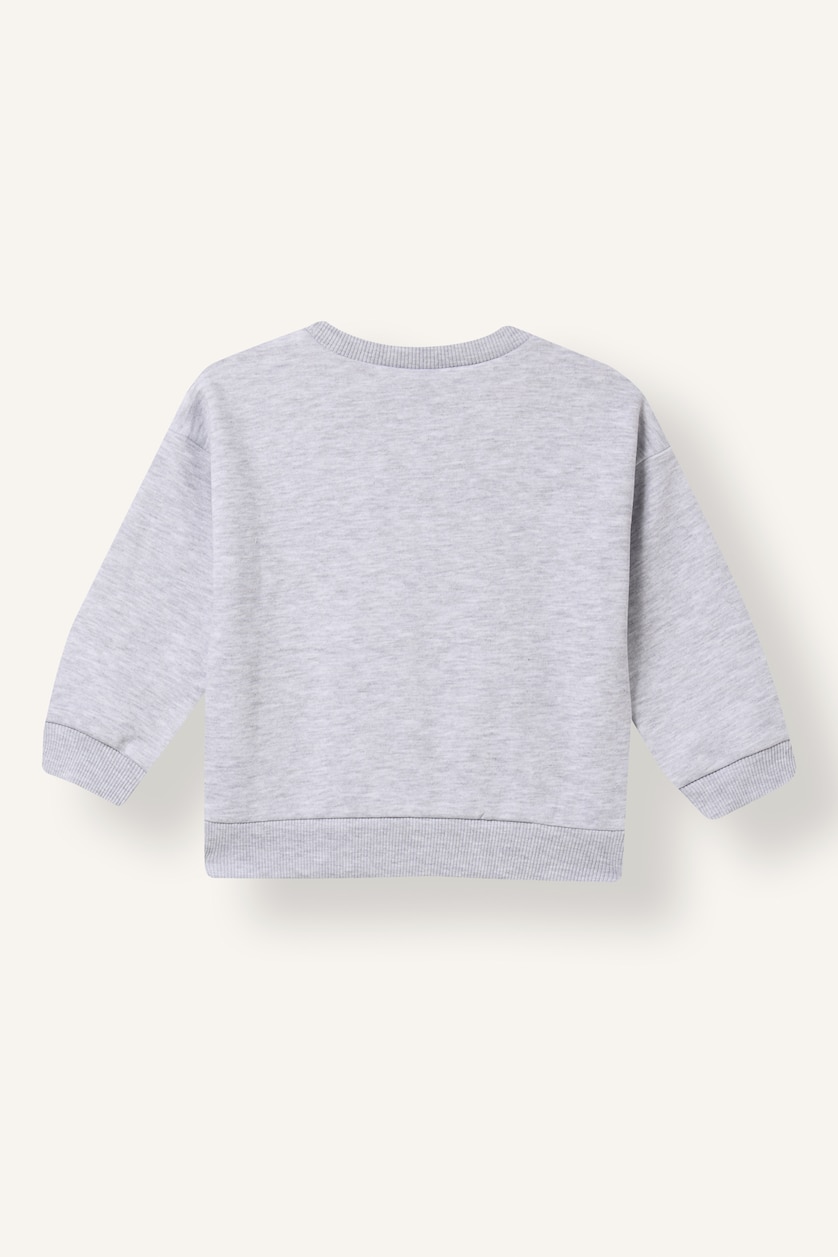 Erkek Bebek Optik Gri Melanj Oversize Baskılı Sweatshirt Erkek Bebek