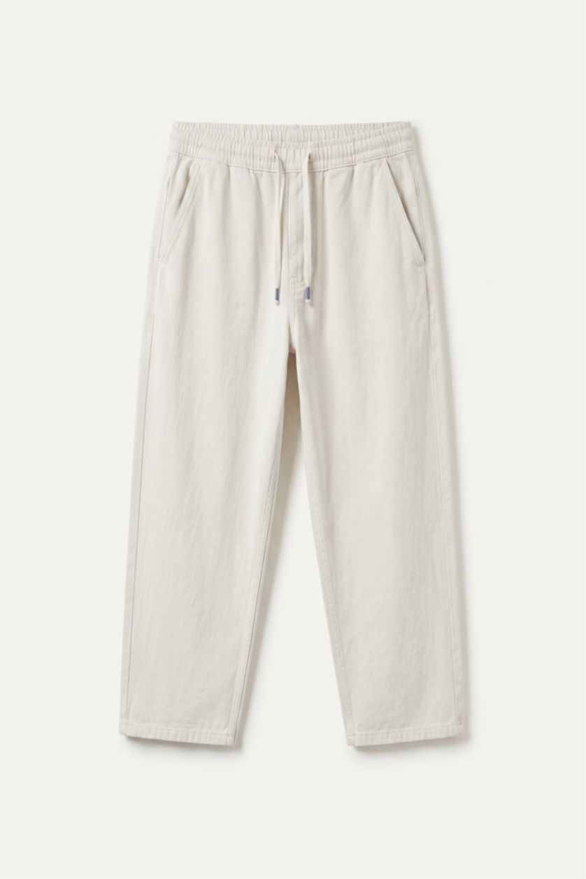 Men White Baggy Fit Trousers