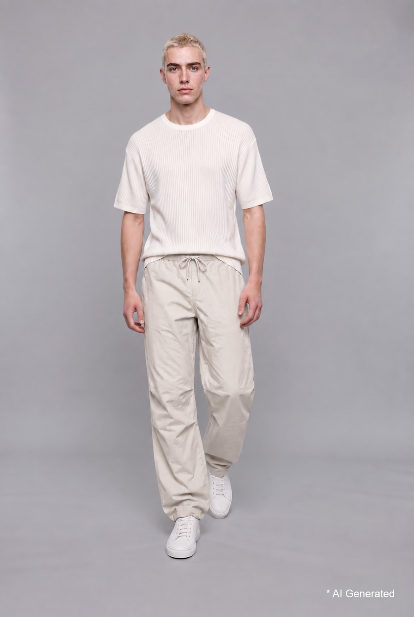 Erkek Beyaz Baggy Fıt Jean