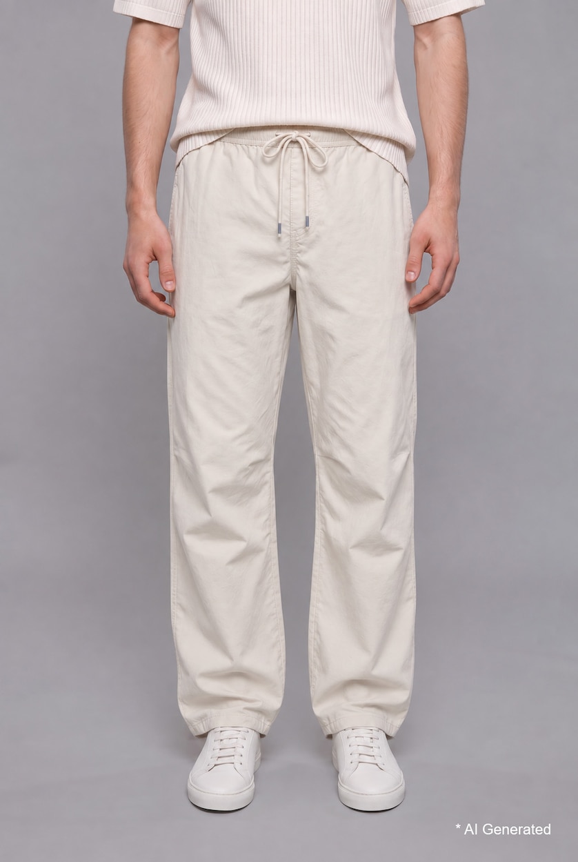 Erkek Beyaz Baggy Fıt Jean