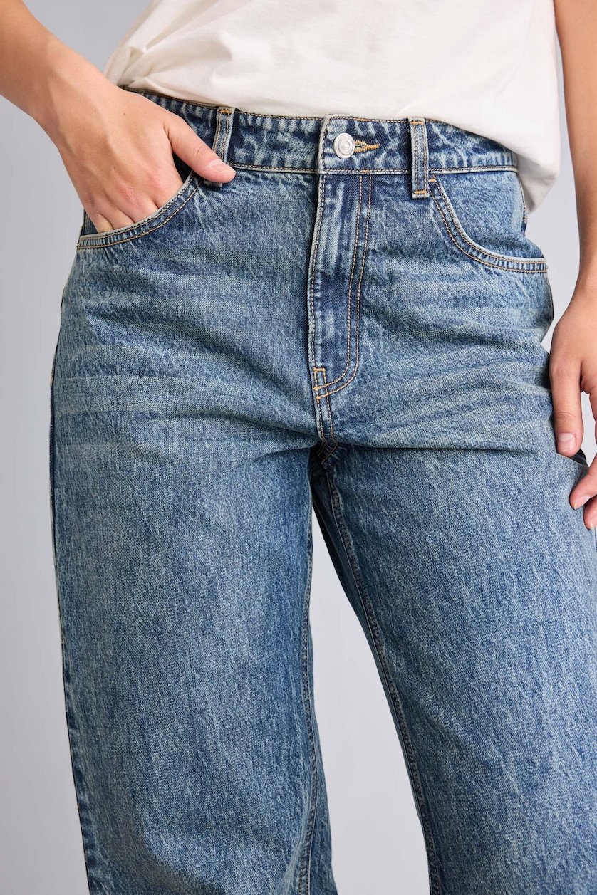 FEMME Bleu Jean taille haute large Coupe droite