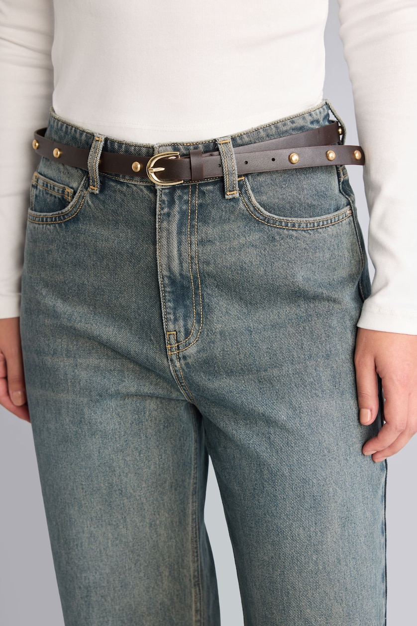 Women Dark Blue High Waist Straight Fit Trousers