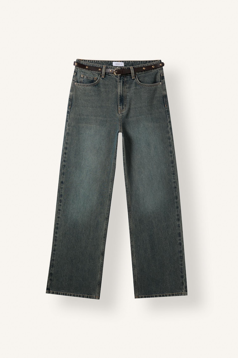 Women Dark Blue High Waist Straight Fit Trousers