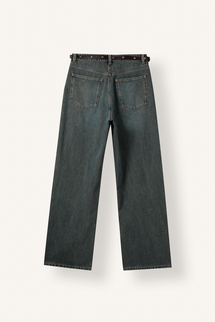 Women Dark Blue High Waist Straight Fit Trousers