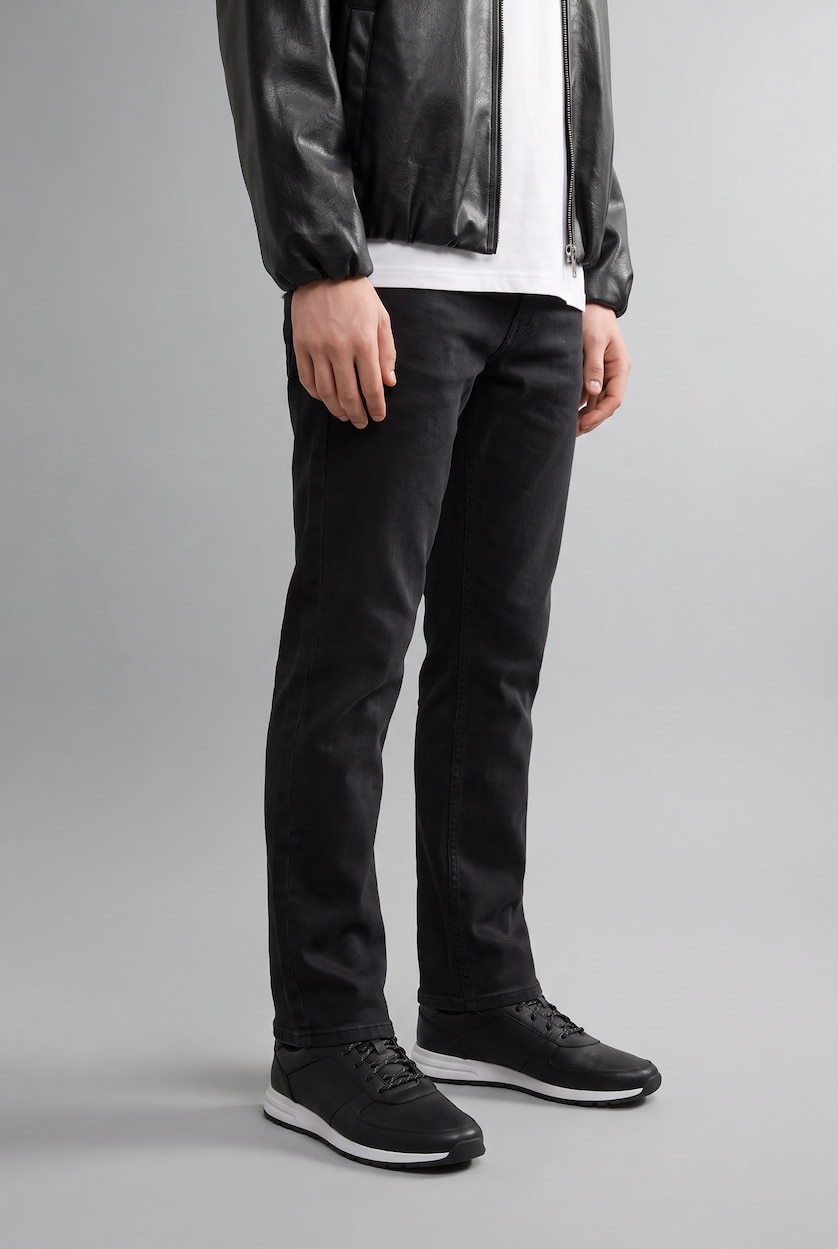 Men Black Sergio Regular Fit Trousers