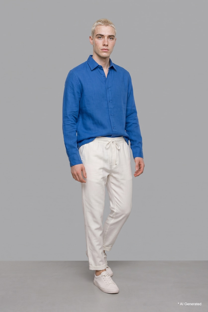 Men Royal Linen Blended Long Sleeve Shirt