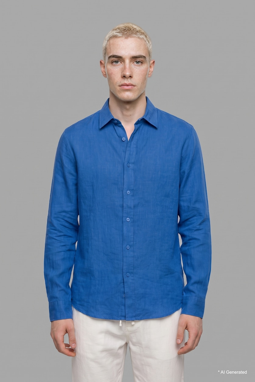 Men Royal Linen Blended Long Sleeve Shirt