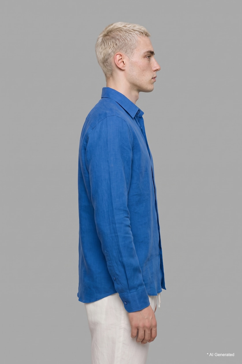 Men Royal Linen Blended Long Sleeve Shirt