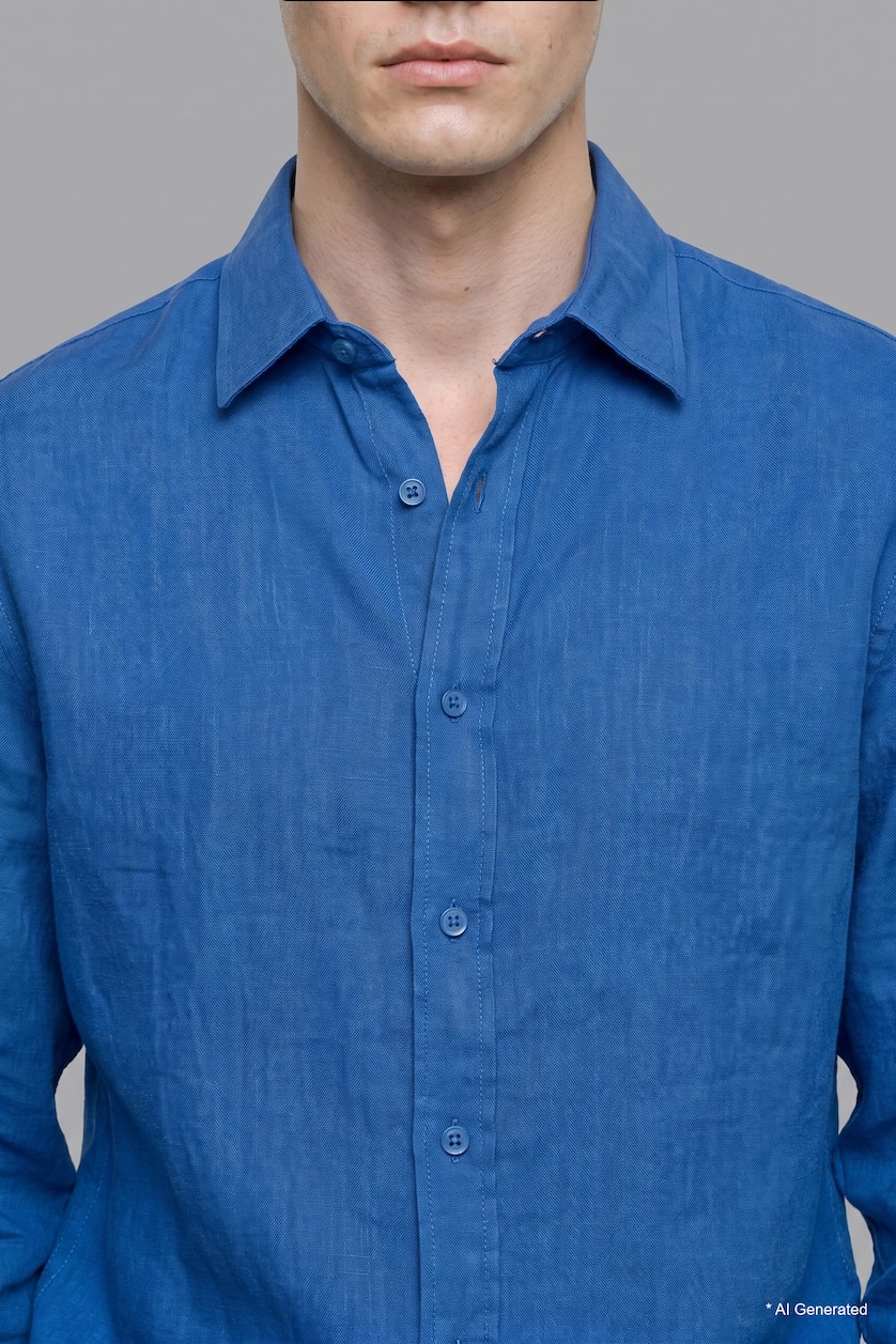 Men Royal Linen Blended Long Sleeve Shirt