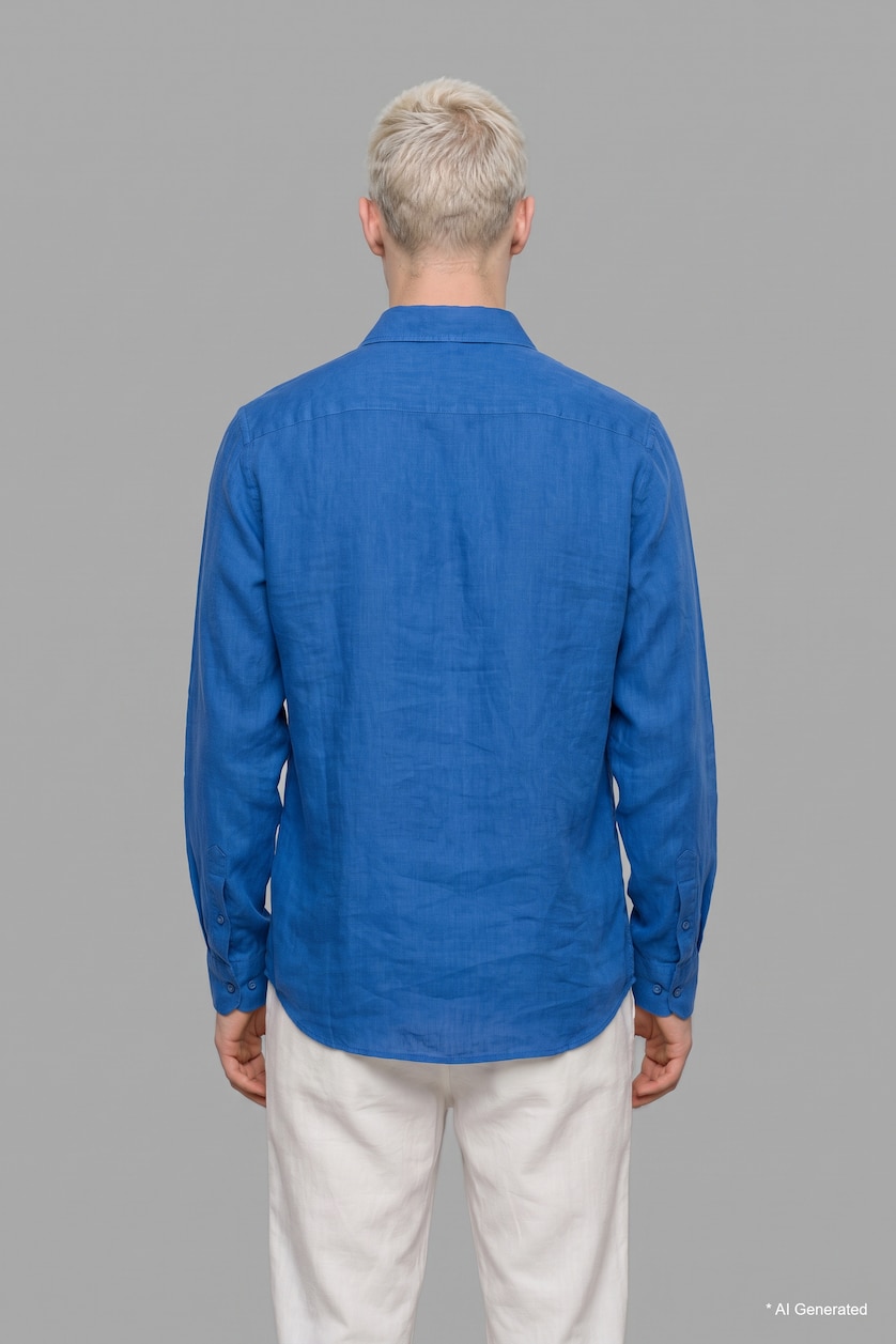 Men Royal Linen Blended Long Sleeve Shirt