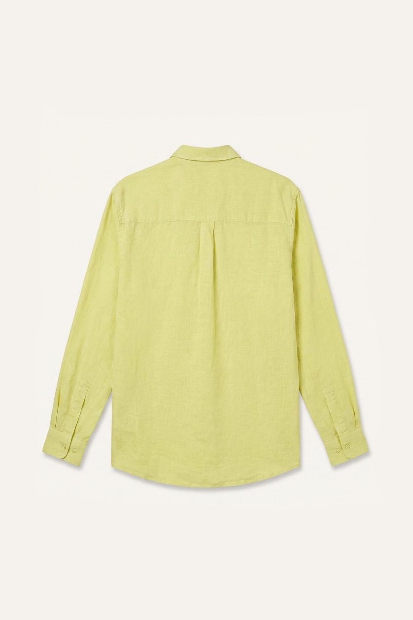 MAN Light Green Linen Blended Long Sleeve Shirt