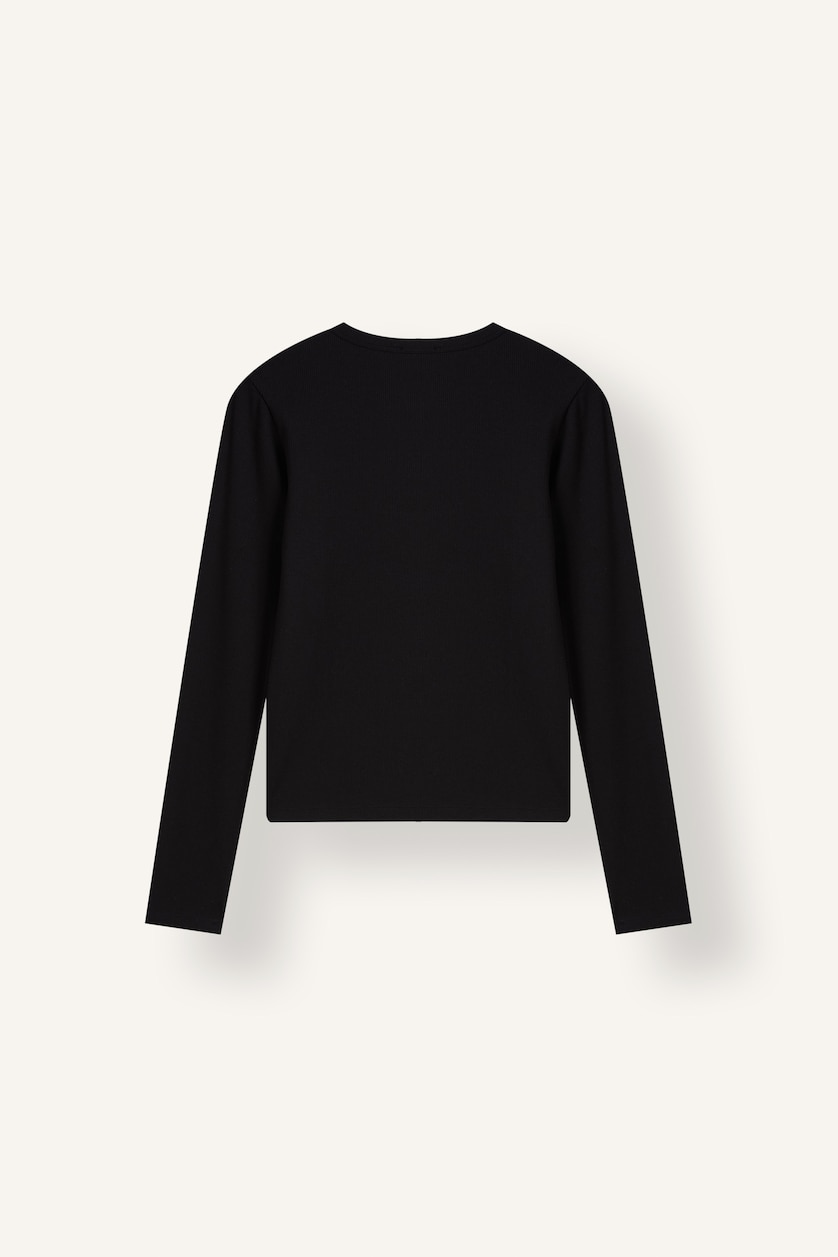 Women Black Slim Fit Camisole Long Sleeve T-Shirt
