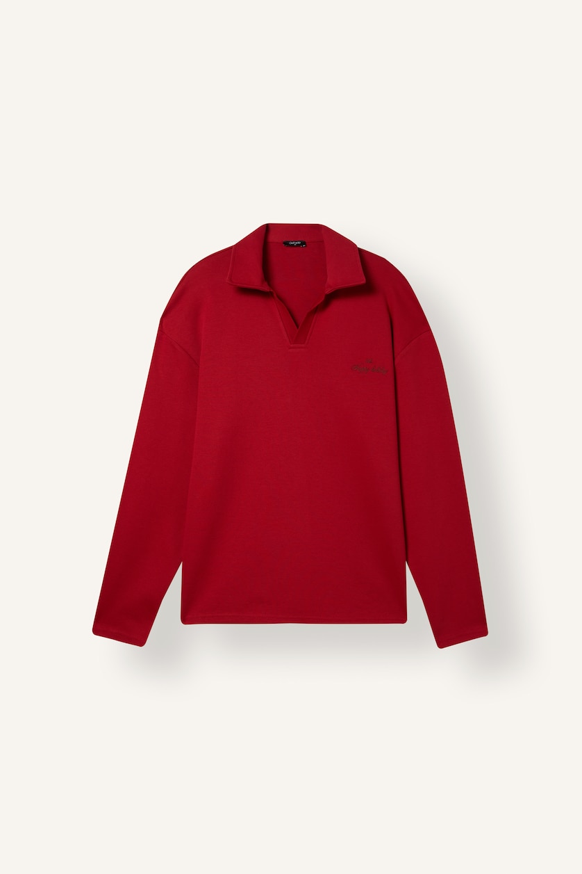 Men Dark Red Boxy Fit Pique Sweatshirt