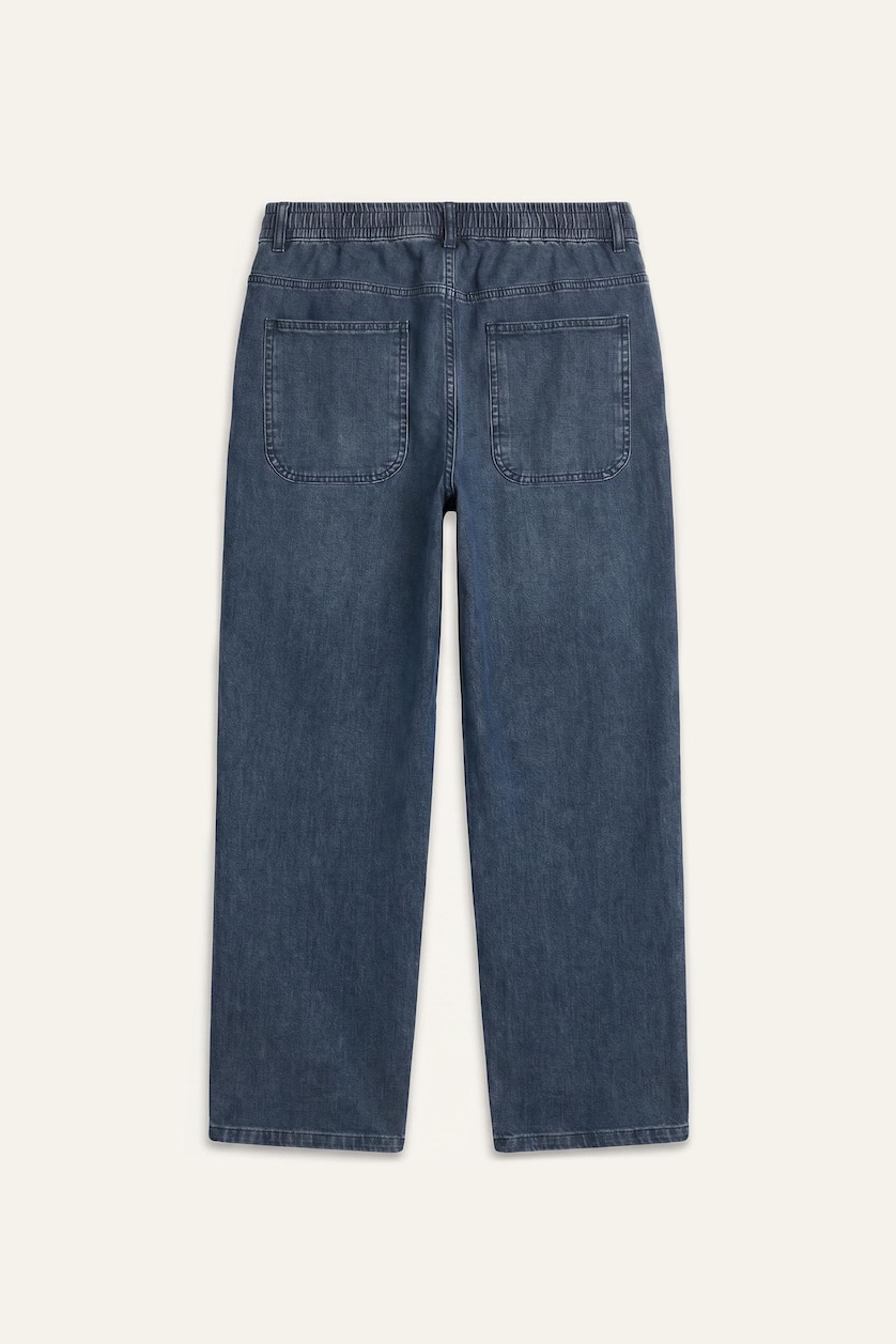 Men Dark Blue Wide Leg Trousers