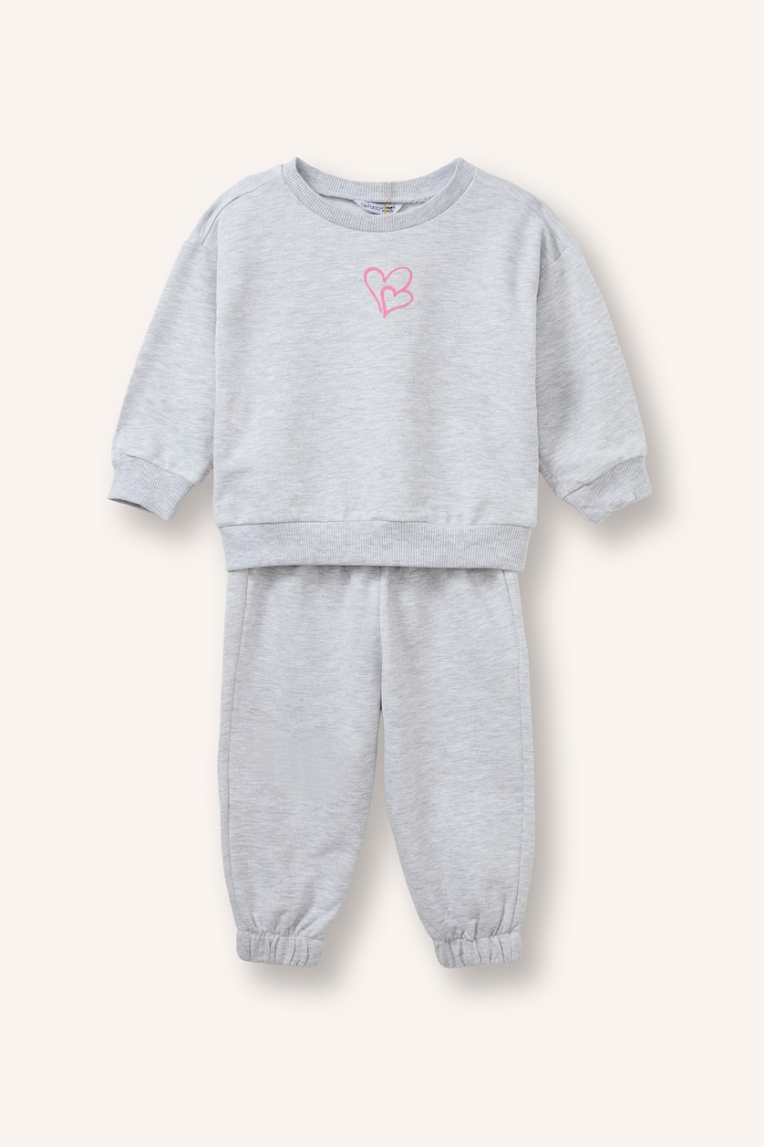 Baby Girl Light Grey Melange سيت بيبي بناتي - قطعتين