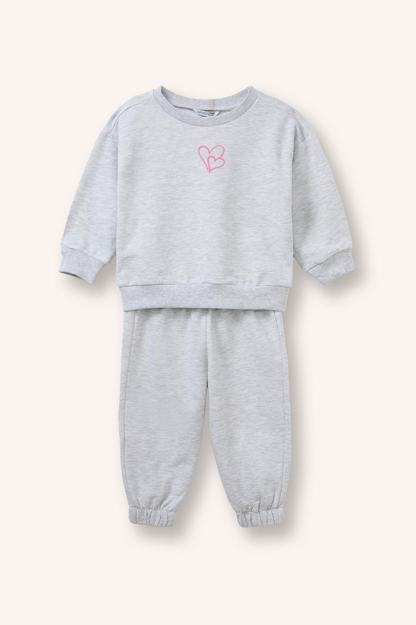 Baby Girls Light Grey Melange Woman 2 piece Relax Fit Animal Set