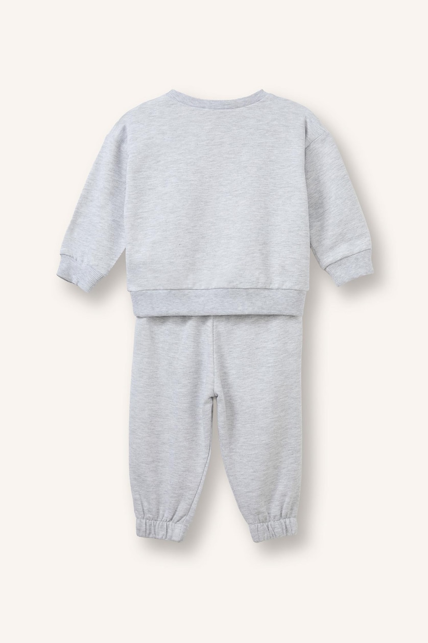 Baby Girls Light Grey Melange Woman 2 piece Relax Fit Animal Set