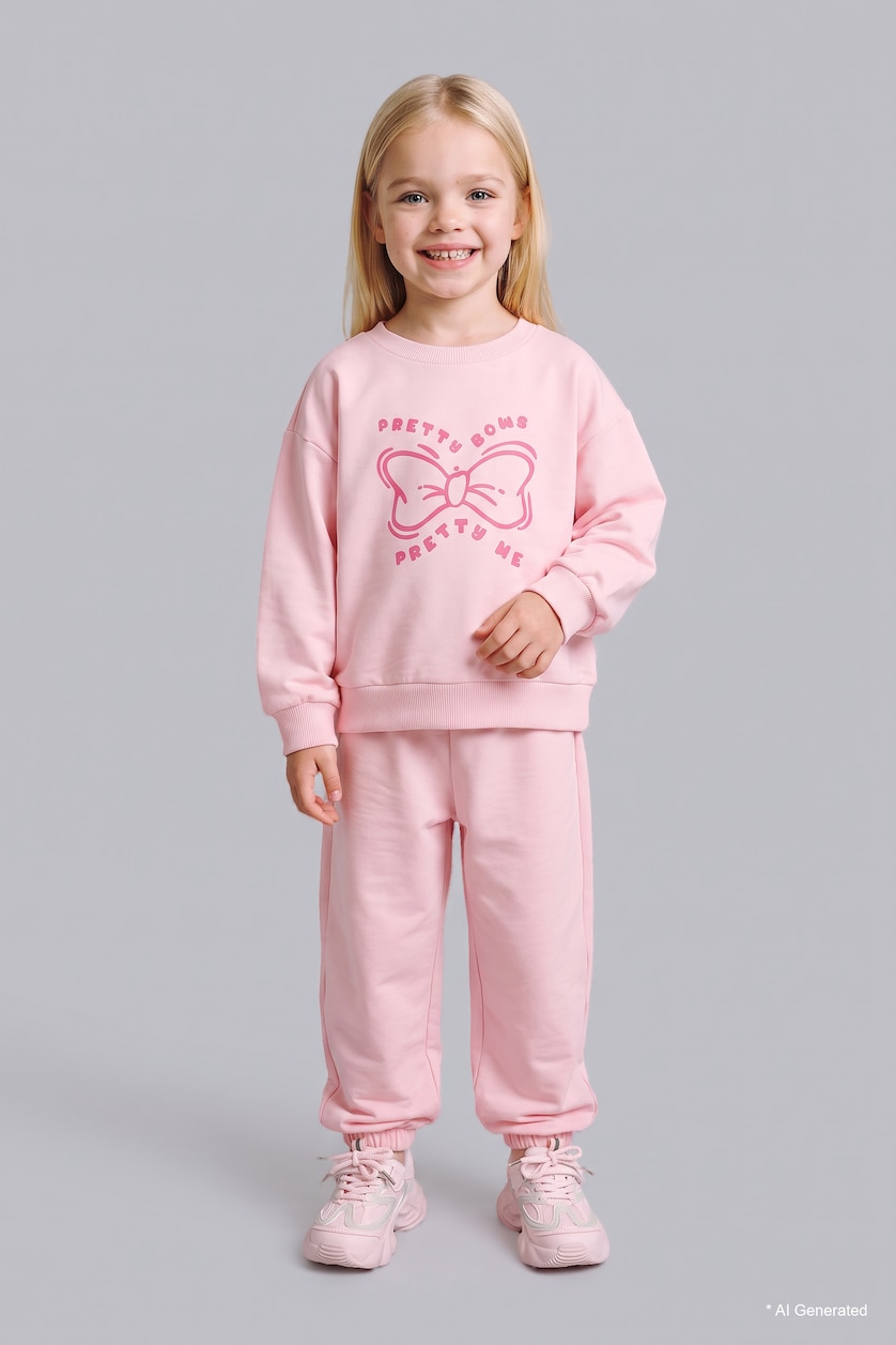 Baby Girls Pink Woman 2 piece Relax Fit Animal Set