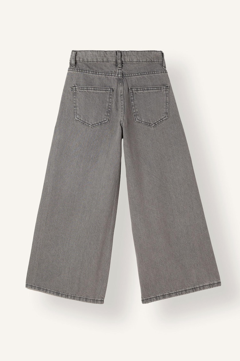 Young Girls - Teen Girls Light Grey Girl 90s Wide Leg Printed Trousers