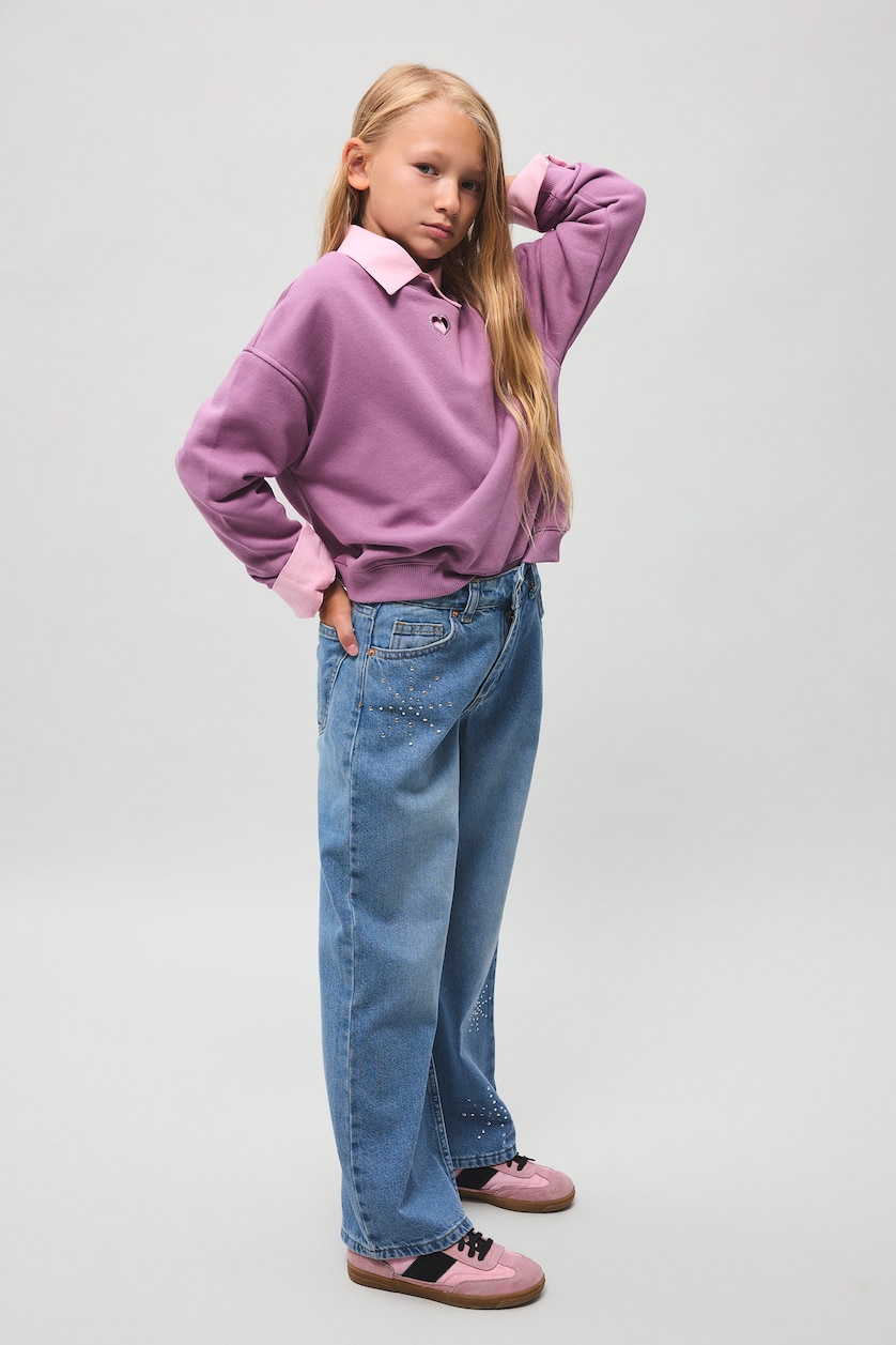 FILLES BLEU Clair Jean Coupe droite pour fille