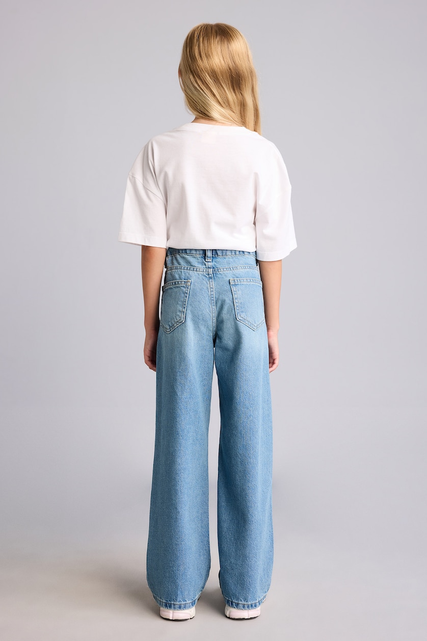 Kız Çocuk - Genç Kız Açık Mavi Straight Wide Jean Pantolon Kız Çocuk
