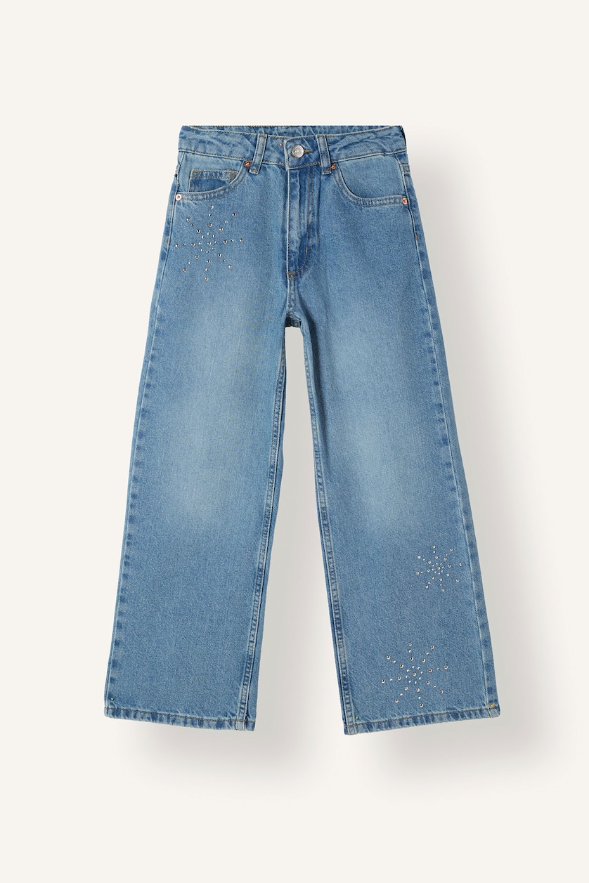 Kız Çocuk - Genç Kız Açık Mavi Straight Wide Jean Pantolon Kız Çocuk