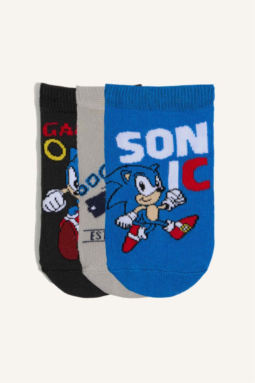 Erkek Çocuk - Genç Erkek Karma Sonıc The Hedgehog Lisanslı Pamuklu 3'Lü Patik Çorap Erkek Çocuk