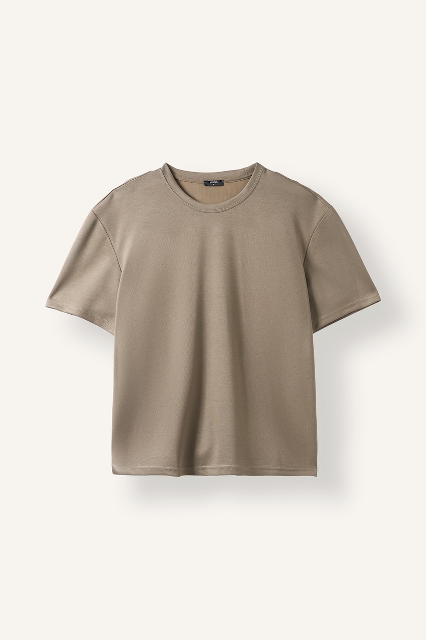 Men Khaki Crew Neck Regular Fit Short Sleeve T-Shirt