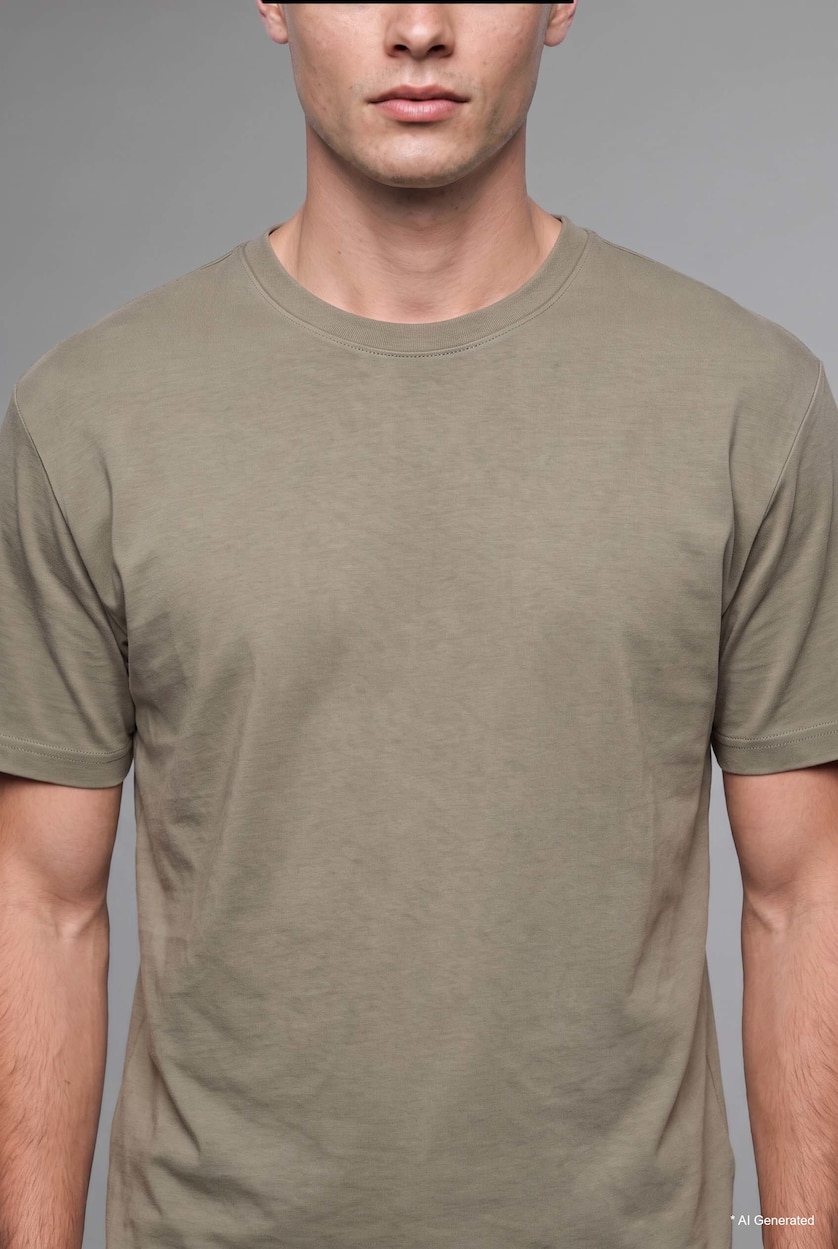 MAN Khaki Crew Neck Regular Fit Short Sleeve T-Shirt
