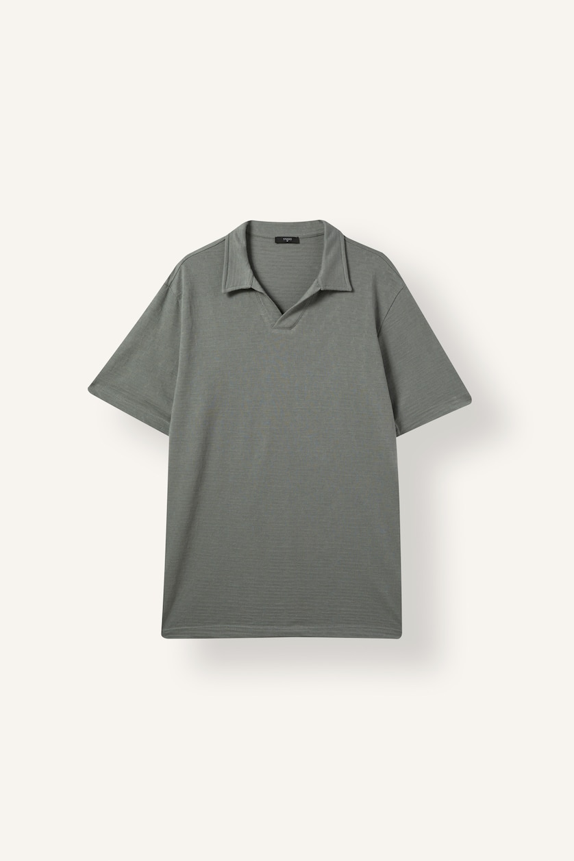 Erkek Yeşil Regular Fit Düğmesiz Basic Polo Tişört