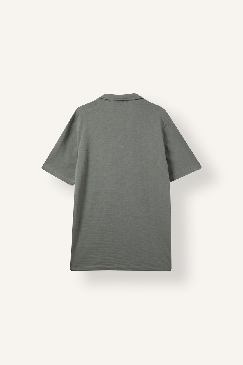 Erkek Yeşil Regular Fit Düğmesiz Basic Polo Tişört