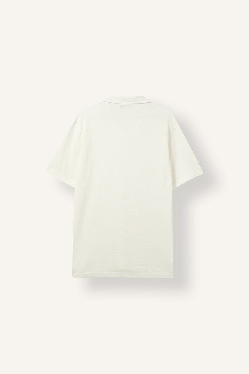 Erkek Kırık Beyaz Regular Fit Düğmesiz Basic Polo Tişört