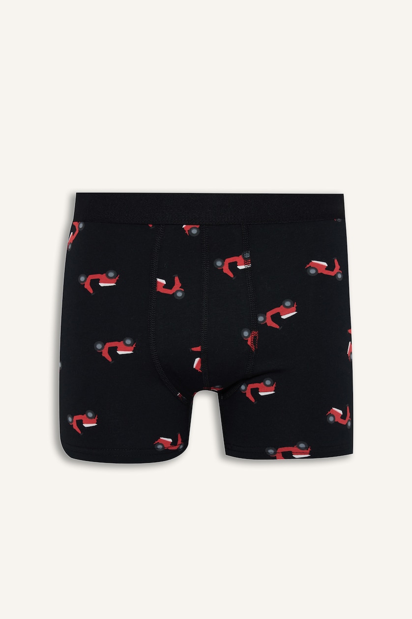 Erkek Siyah Regular Fit Desenli 2'li Boxer