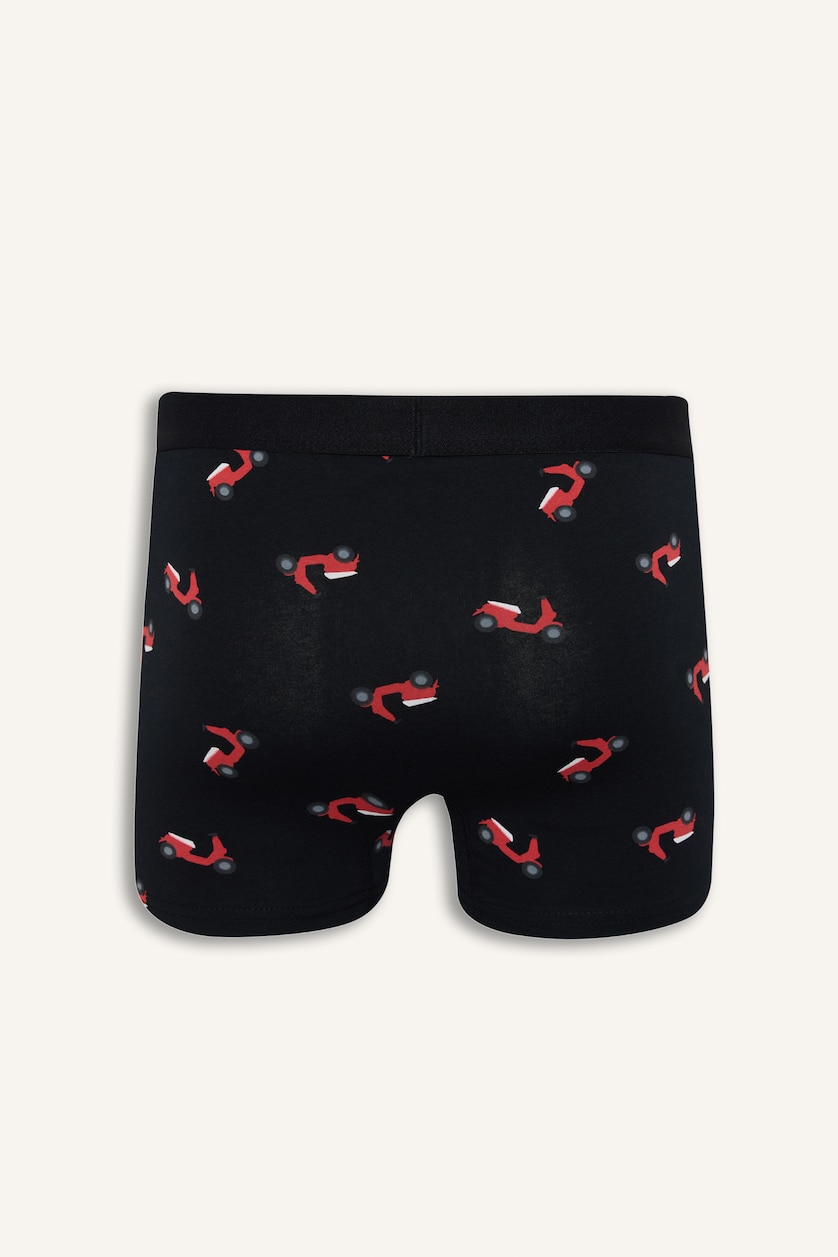 Erkek Siyah Regular Fit Desenli 2'li Boxer