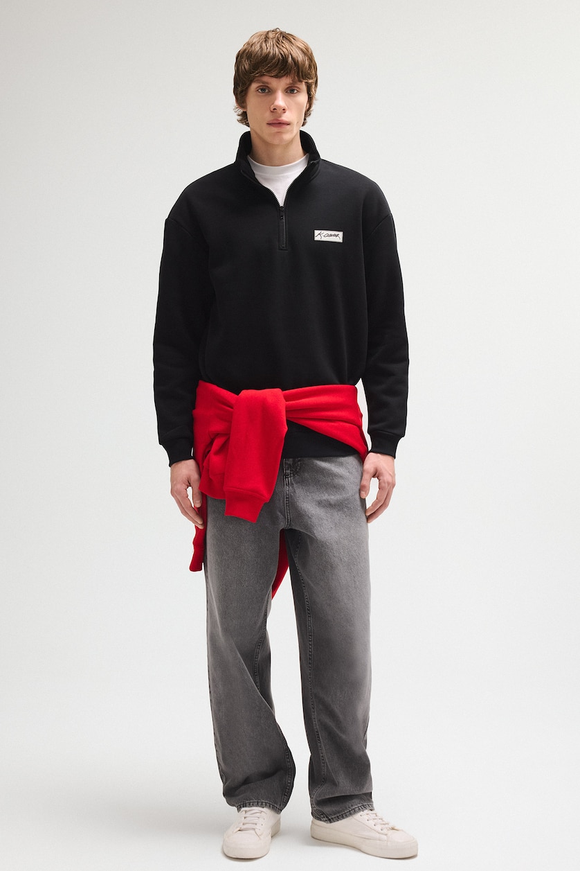 Men Black Boxy Fit Sweatshirt