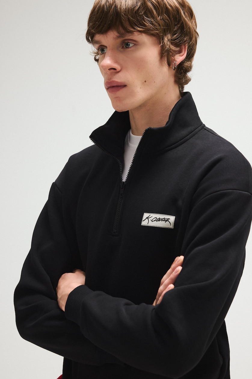 Men Black Boxy Fit Sweatshirt