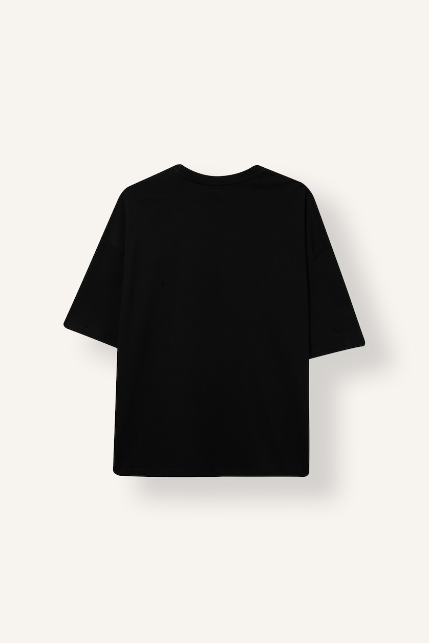 Men Black Boxy Fit Short Sleeve T-Shirt