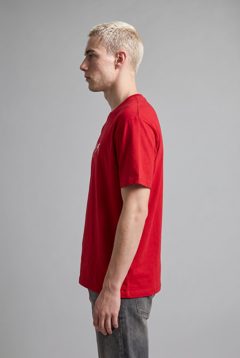 Men Red Boxy Fit Short Sleeve T-Shirt